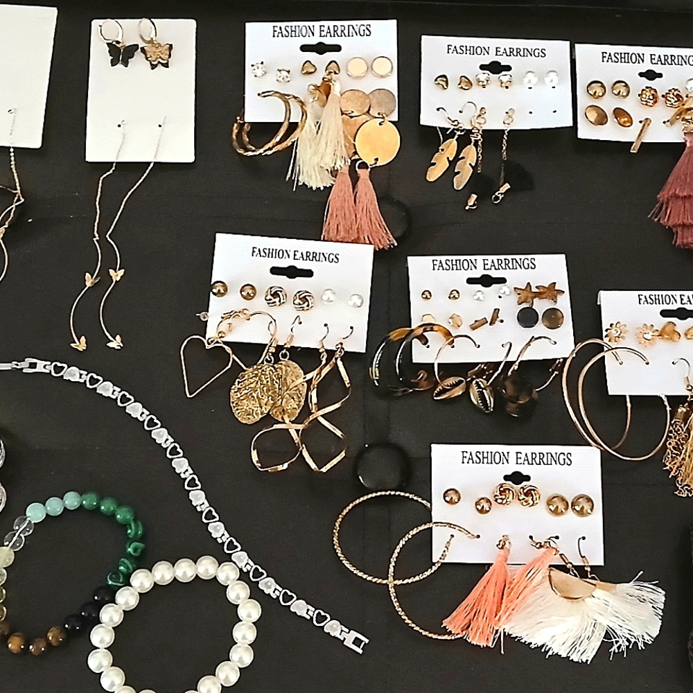 45 Pairs Of Earrings + 4 Bracelets
